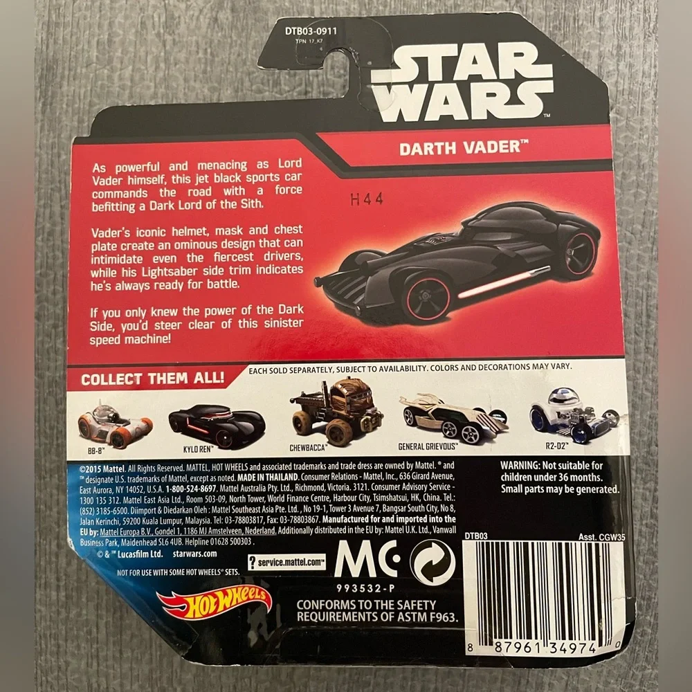 Star Wars Darth Vader Collectable Hot wheel.